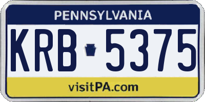 PA license plate KRB5375