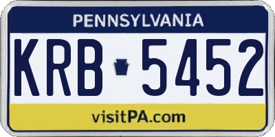 PA license plate KRB5452