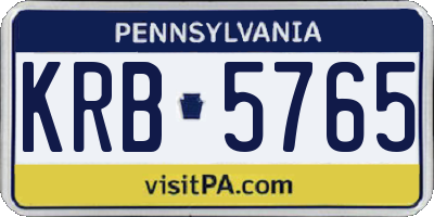 PA license plate KRB5765