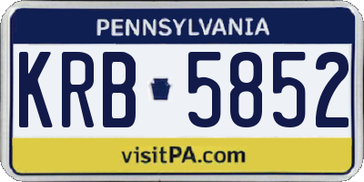 PA license plate KRB5852