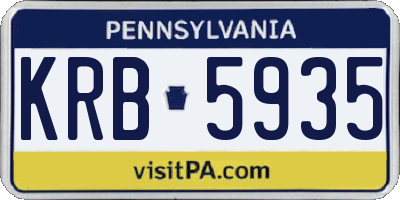 PA license plate KRB5935