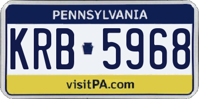 PA license plate KRB5968