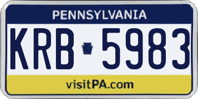 PA license plate KRB5983