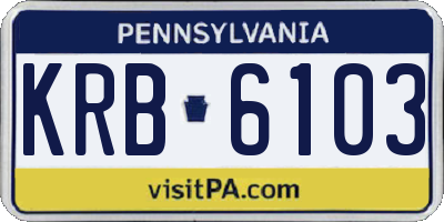 PA license plate KRB6103