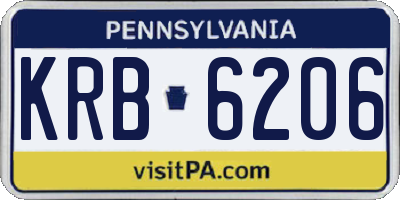 PA license plate KRB6206