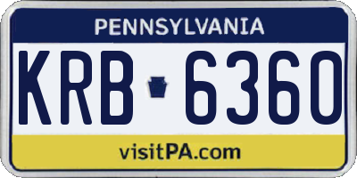 PA license plate KRB6360