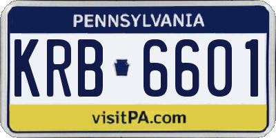 PA license plate KRB6601