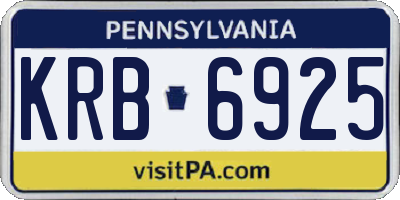 PA license plate KRB6925