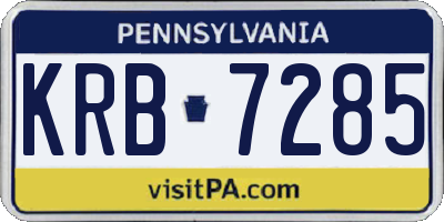 PA license plate KRB7285