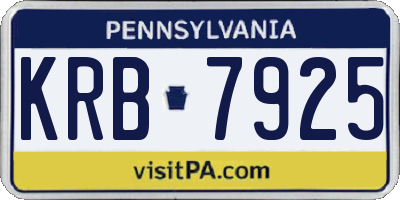 PA license plate KRB7925
