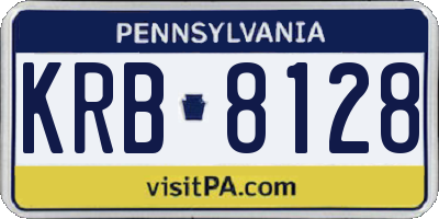 PA license plate KRB8128