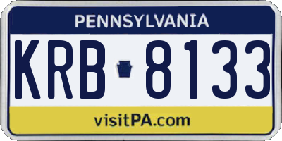PA license plate KRB8133
