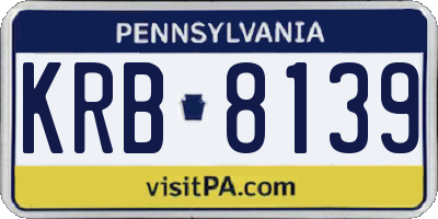 PA license plate KRB8139