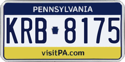 PA license plate KRB8175