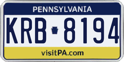 PA license plate KRB8194
