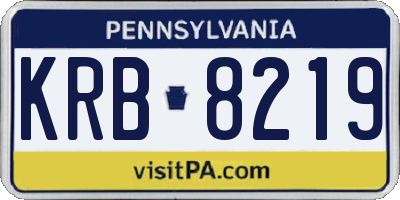 PA license plate KRB8219
