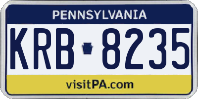 PA license plate KRB8235