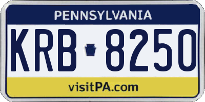 PA license plate KRB8250