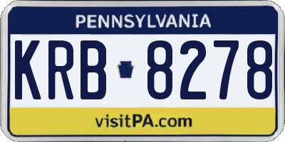 PA license plate KRB8278