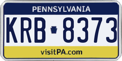 PA license plate KRB8373