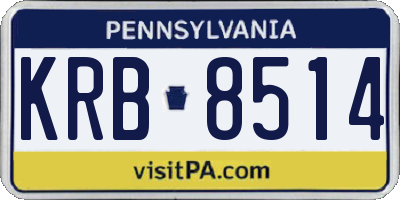 PA license plate KRB8514