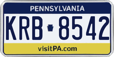 PA license plate KRB8542