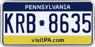PA license plate KRB8635