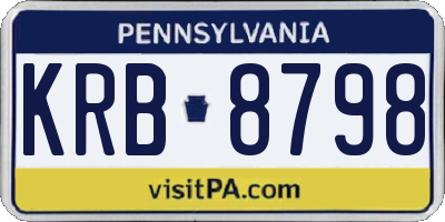 PA license plate KRB8798
