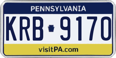 PA license plate KRB9170