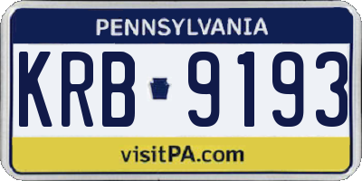 PA license plate KRB9193