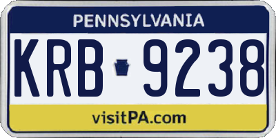 PA license plate KRB9238