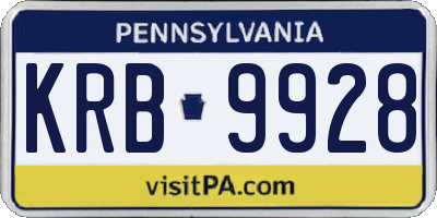 PA license plate KRB9928