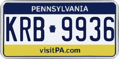 PA license plate KRB9936