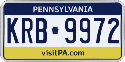 PA license plate KRB9972