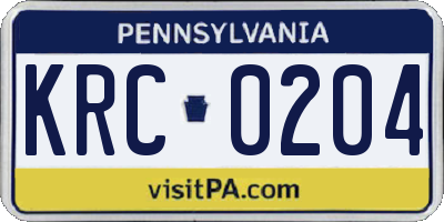 PA license plate KRC0204