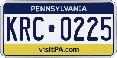 PA license plate KRC0225