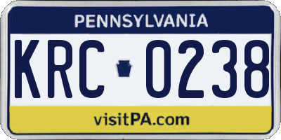 PA license plate KRC0238