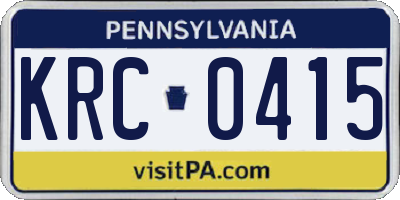 PA license plate KRC0415