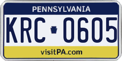 PA license plate KRC0605