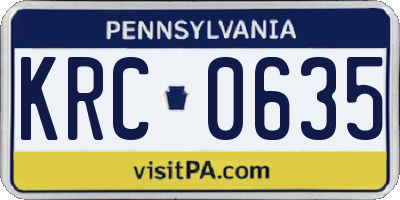 PA license plate KRC0635