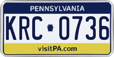 PA license plate KRC0736