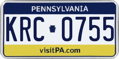 PA license plate KRC0755