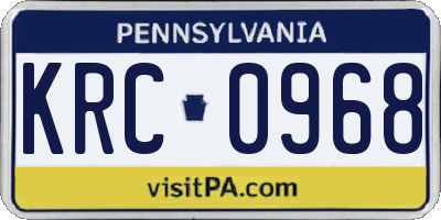 PA license plate KRC0968