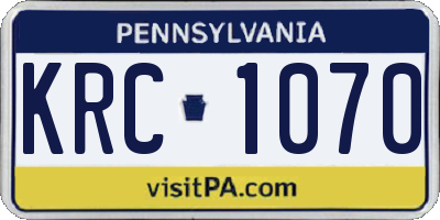 PA license plate KRC1070