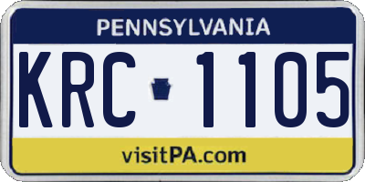 PA license plate KRC1105