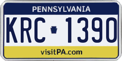 PA license plate KRC1390