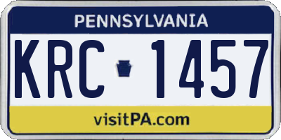 PA license plate KRC1457
