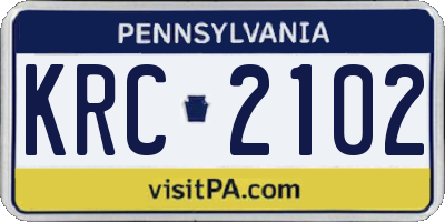 PA license plate KRC2102
