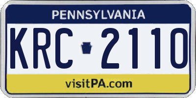 PA license plate KRC2110
