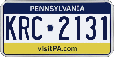 PA license plate KRC2131